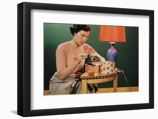 Woman Darning Socks-William P. Gottlieb-Framed Photographic Print