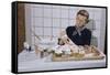 Woman Decorating Cup Cakes-William P. Gottlieb-Framed Stretched Canvas