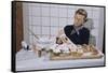 Woman Decorating Cup Cakes-William P. Gottlieb-Framed Stretched Canvas