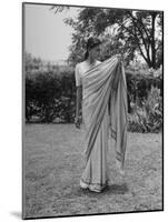 Woman Demonstrating How to Put on an Indian Sari-null-Mounted Photographic Print