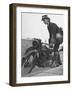 Woman Dispatch Rider Standing Beside Her Motorcycle-Hans Wild-Framed Photographic Print