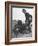 Woman Dispatch Rider Standing Beside Her Motorcycle-Hans Wild-Framed Photographic Print