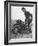 Woman Dispatch Rider Standing Beside Her Motorcycle-Hans Wild-Framed Photographic Print