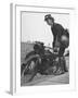 Woman Dispatch Rider Standing Beside Her Motorcycle-Hans Wild-Framed Photographic Print