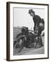 Woman Dispatch Rider Standing Beside Her Motorcycle-Hans Wild-Framed Photographic Print