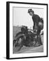 Woman Dispatch Rider Standing Beside Her Motorcycle-Hans Wild-Framed Photographic Print