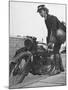 Woman Dispatch Rider Standing Beside Her Motorcycle-Hans Wild-Mounted Photographic Print