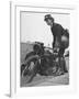 Woman Dispatch Rider Standing Beside Her Motorcycle-Hans Wild-Framed Photographic Print