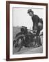 Woman Dispatch Rider Standing Beside Her Motorcycle-Hans Wild-Framed Photographic Print
