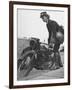 Woman Dispatch Rider Standing Beside Her Motorcycle-Hans Wild-Framed Photographic Print