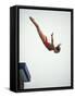 Woman Diver Flying Through the Air, California, USA-Paul Sutton-Framed Stretched Canvas