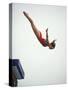 Woman Diver Flying Through the Air, California, USA-Paul Sutton-Stretched Canvas