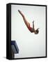 Woman Diver Flying Through the Air, California, USA-Paul Sutton-Framed Stretched Canvas