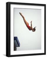 Woman Diver Flying Through the Air, California, USA-Paul Sutton-Framed Photographic Print