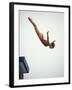 Woman Diver Flying Through the Air, California, USA-Paul Sutton-Framed Photographic Print