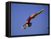 Woman Diver Flying Through the Air-null-Framed Stretched Canvas