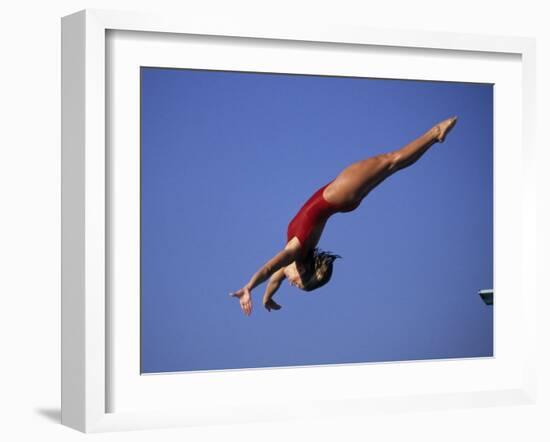 Woman Diver Flying Through the Air-null-Framed Photographic Print