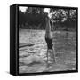 Woman Diving into a Swimming Pool, 20th Century-null-Framed Stretched Canvas