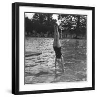 Woman Diving into a Swimming Pool, 20th Century-null-Framed Giclee Print