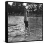 Woman Diving into a Swimming Pool, 20th Century-null-Framed Stretched Canvas