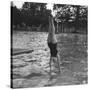 Woman Diving into a Swimming Pool, 20th Century-null-Stretched Canvas