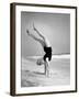 Woman Does Handstand on the Beach (B&W)-Hulton Archive-Framed Photographic Print