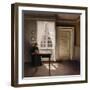 Woman Doing Needle-Work by the Window-Vilhelm Hammershoi-Framed Premium Giclee Print