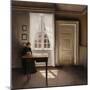 Woman Doing Needle-Work by the Window-Vilhelm Hammershoi-Mounted Premium Giclee Print