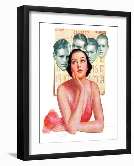 "Woman Dreaming of Beaus,"June 3, 1933-George W. Gage-Framed Premium Giclee Print