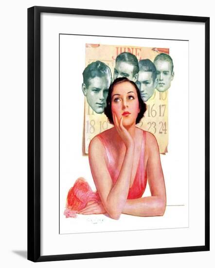 "Woman Dreaming of Beaus,"June 3, 1933-George W. Gage-Framed Giclee Print