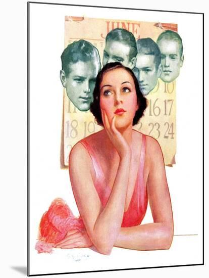 "Woman Dreaming of Beaus,"June 3, 1933-George W. Gage-Mounted Giclee Print