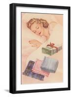 Woman Dreaming of Scarves-null-Framed Art Print