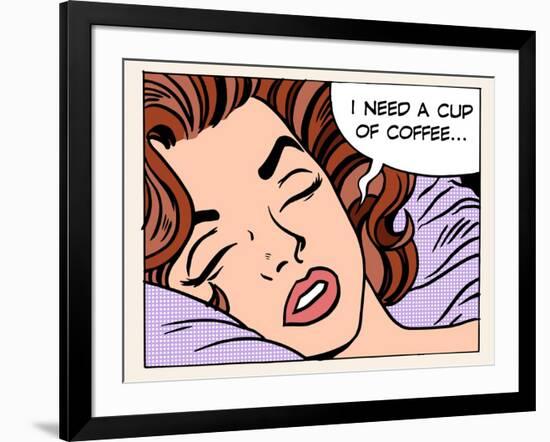 Woman Dreams Morning Cup Coffee-studiostoks-Framed Art Print
