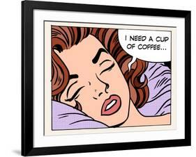 Woman Dreams Morning Cup Coffee-studiostoks-Framed Art Print