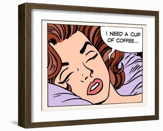 Woman Dreams Morning Cup Coffee-studiostoks-Framed Art Print