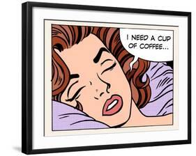 Woman Dreams Morning Cup Coffee-studiostoks-Framed Art Print