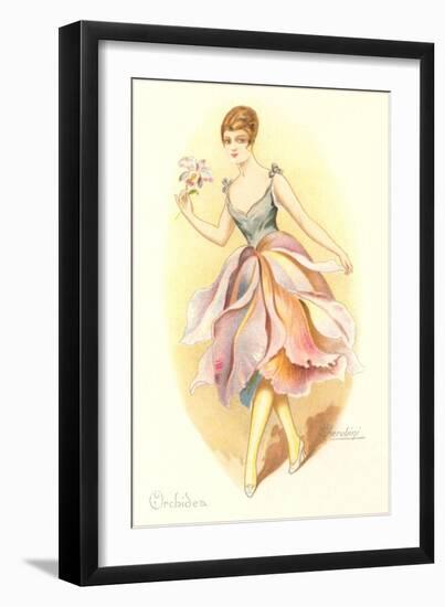 Woman Dressed as Orchid-null-Framed Art Print