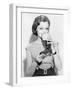 Woman Drinking Beer Out of a Boot Shaped Glass-null-Framed Photo