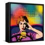 Woman Driving a Car Pop Art Vector Illustration-intueri-Framed Stretched Canvas