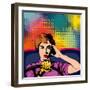 Woman Driving a Car Pop Art Vector Illustration-intueri-Framed Art Print