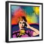 Woman Driving a Car Pop Art Vector Illustration-intueri-Framed Art Print