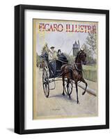 Woman Driving a Carriage with Man Sitting next Door - Cover in “” Figaro Illustré””, 1893-Jean Beraud-Framed Giclee Print