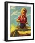 "Woman Driving Hay Wagon," August 14, 1943-Ray Prohaska-Framed Giclee Print