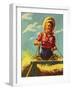 "Woman Driving Hay Wagon," August 14, 1943-Ray Prohaska-Framed Giclee Print