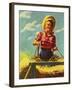 "Woman Driving Hay Wagon," August 14, 1943-Ray Prohaska-Framed Giclee Print