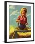 "Woman Driving Hay Wagon," August 14, 1943-Ray Prohaska-Framed Giclee Print