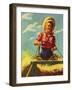 "Woman Driving Hay Wagon," August 14, 1943-Ray Prohaska-Framed Premium Giclee Print