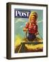 "Woman Driving Hay Wagon," Saturday Evening Post Cover, August 14, 1943-Ray Prohaska-Framed Giclee Print