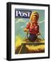 "Woman Driving Hay Wagon," Saturday Evening Post Cover, August 14, 1943-Ray Prohaska-Framed Giclee Print