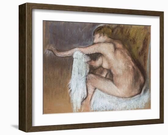 Woman Drying Her Arm; Femme S'Essuyant Le Bras, C.1884-Edgar Degas-Framed Giclee Print